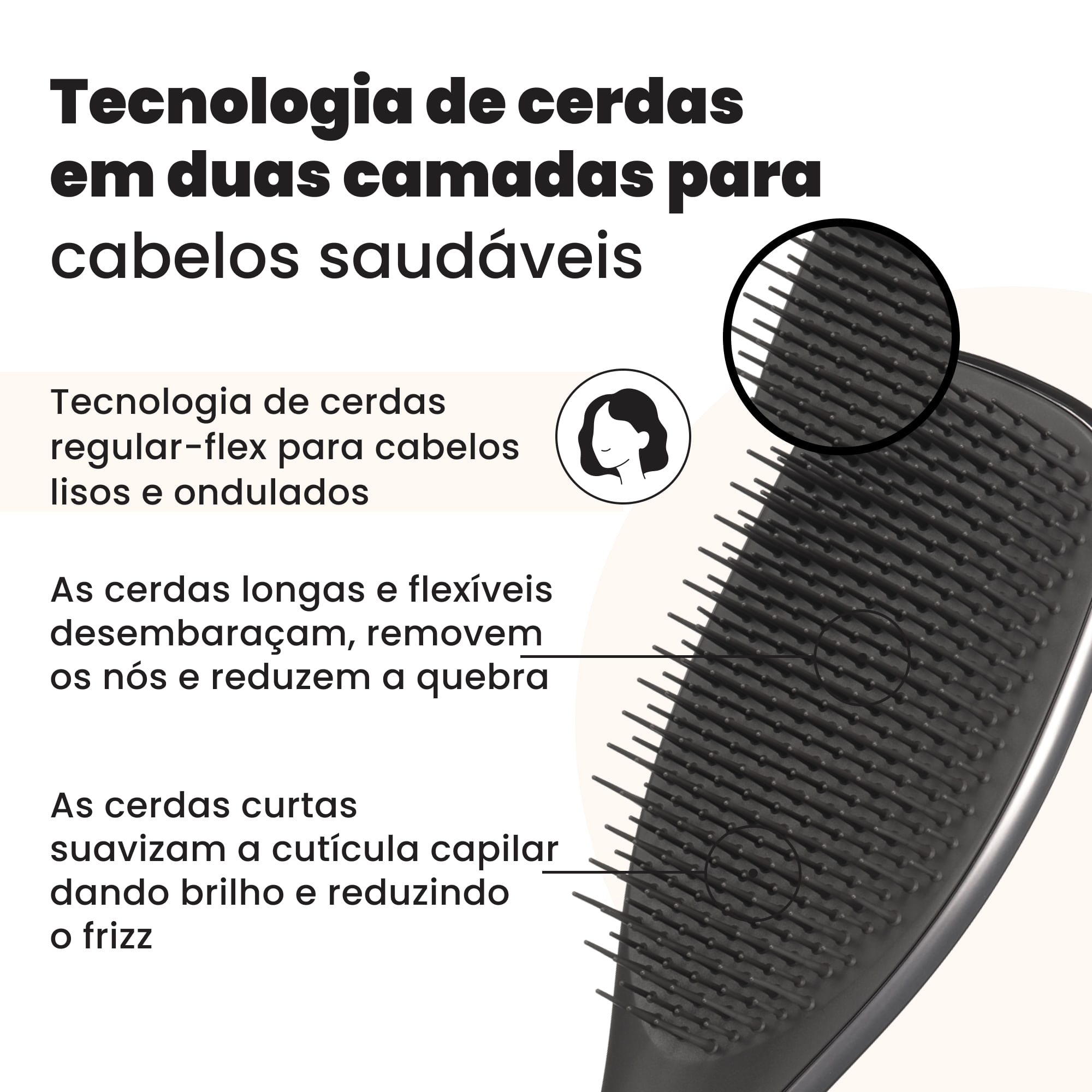 Tecnologia em duas camadas de cerdas